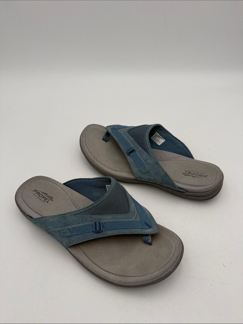 Propel bass engineered Blue  Gray  Flip Flop Sandals women 9M leather casual